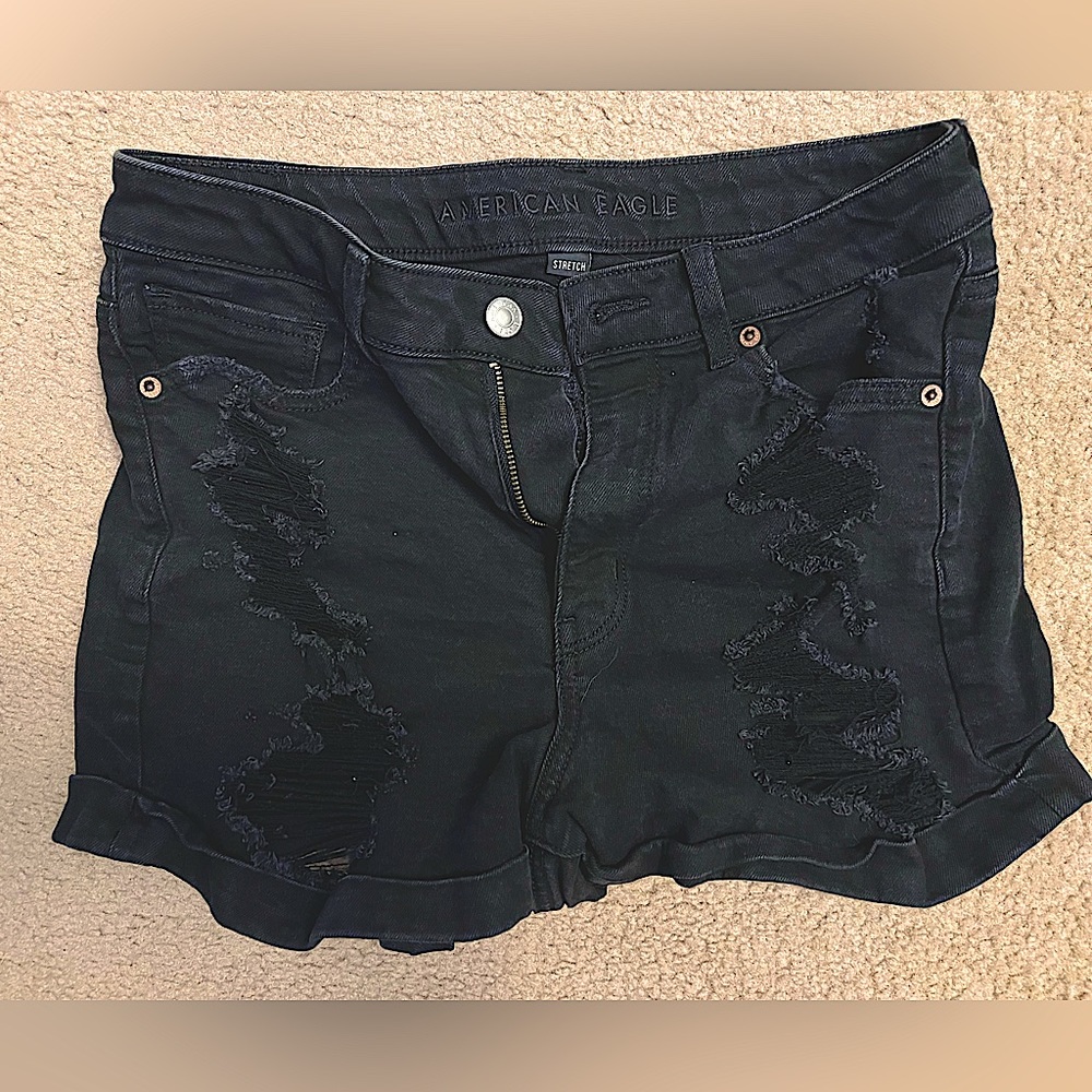 American Eagle black jean shorts size 8